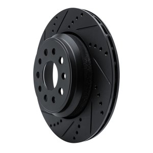 Maserati Ghibli Brake Rotor (1) - Rear Left - R1 Concepts - Drilled & Slotted - Black - `14-`16